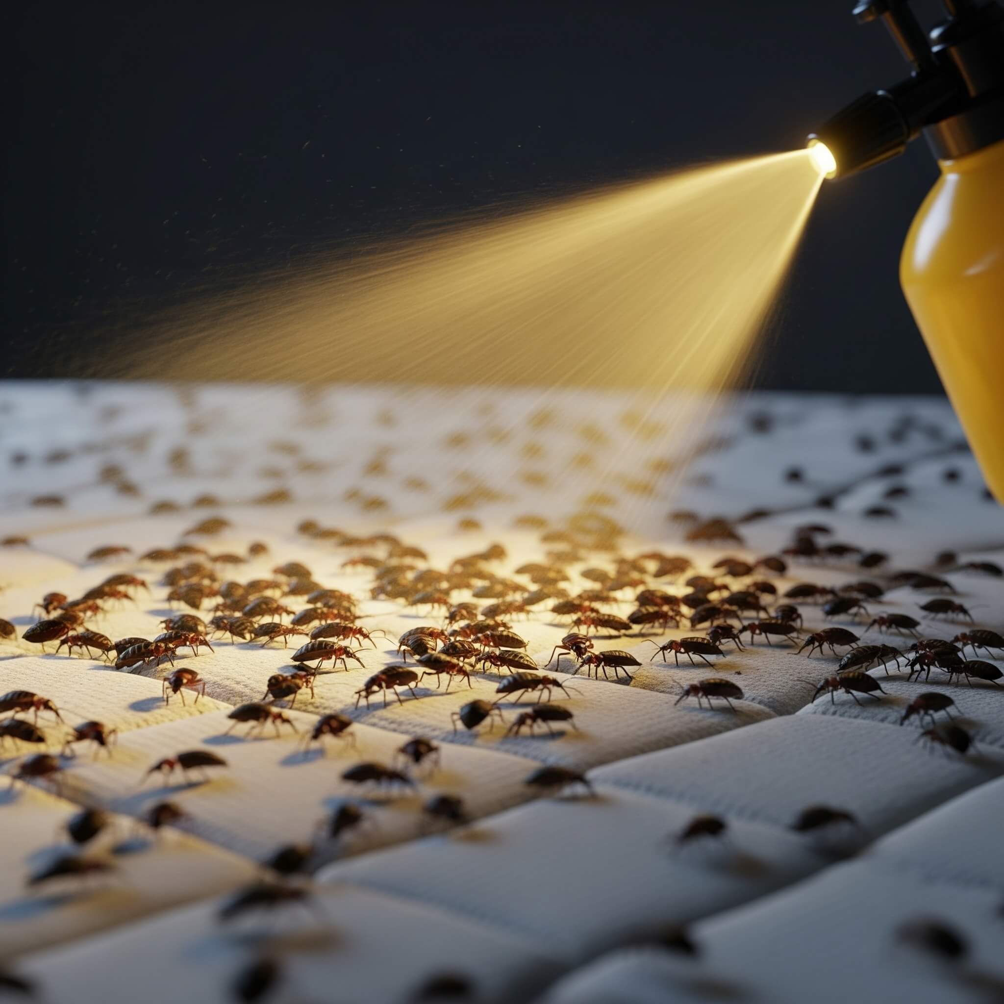 Bed bugs swarming a mattress