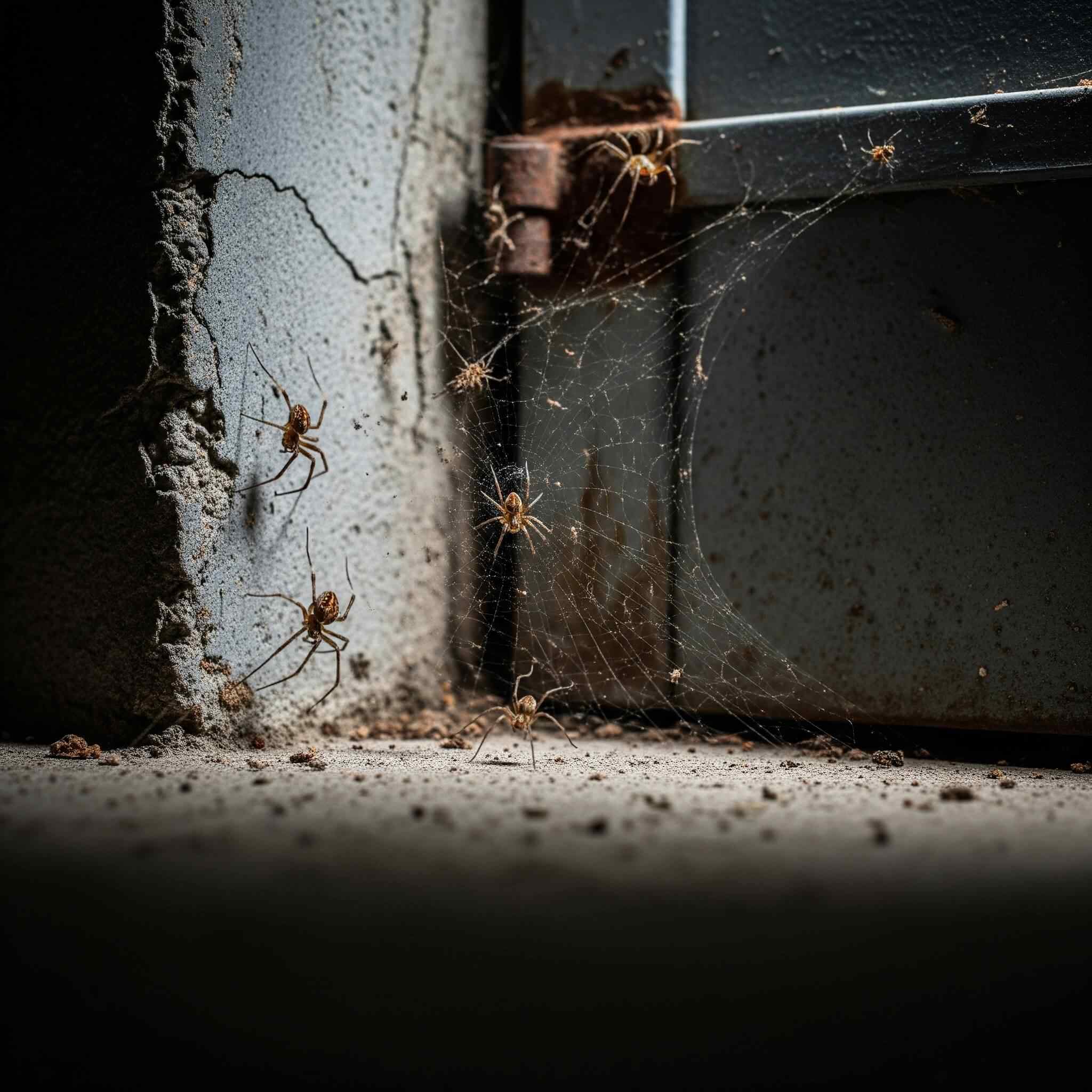 Spiders and cobwebs in a kitchen